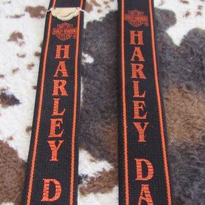 Harley Davidson Suspenders: Black And Orange: Vintage